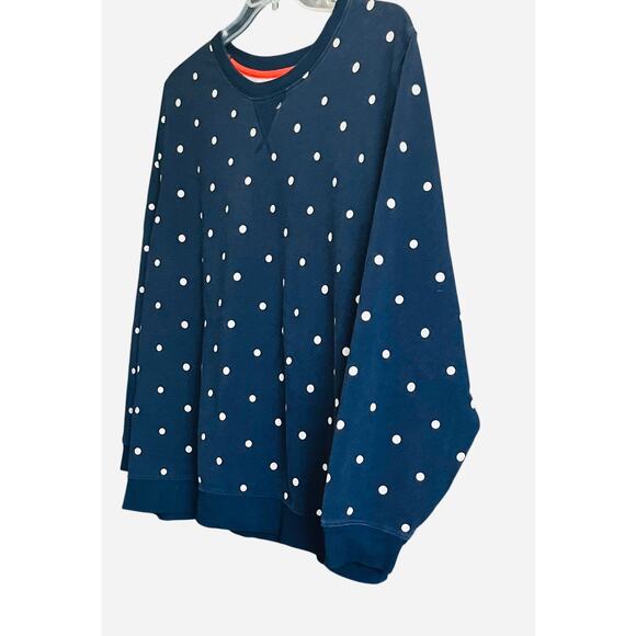 ST.JOHN’S BAY LONG SLV CREW FLEECE SWEATSHIRT, WOMENS, 2X, NAVY-WHITE POLKA DOT - Picture 4 of 10